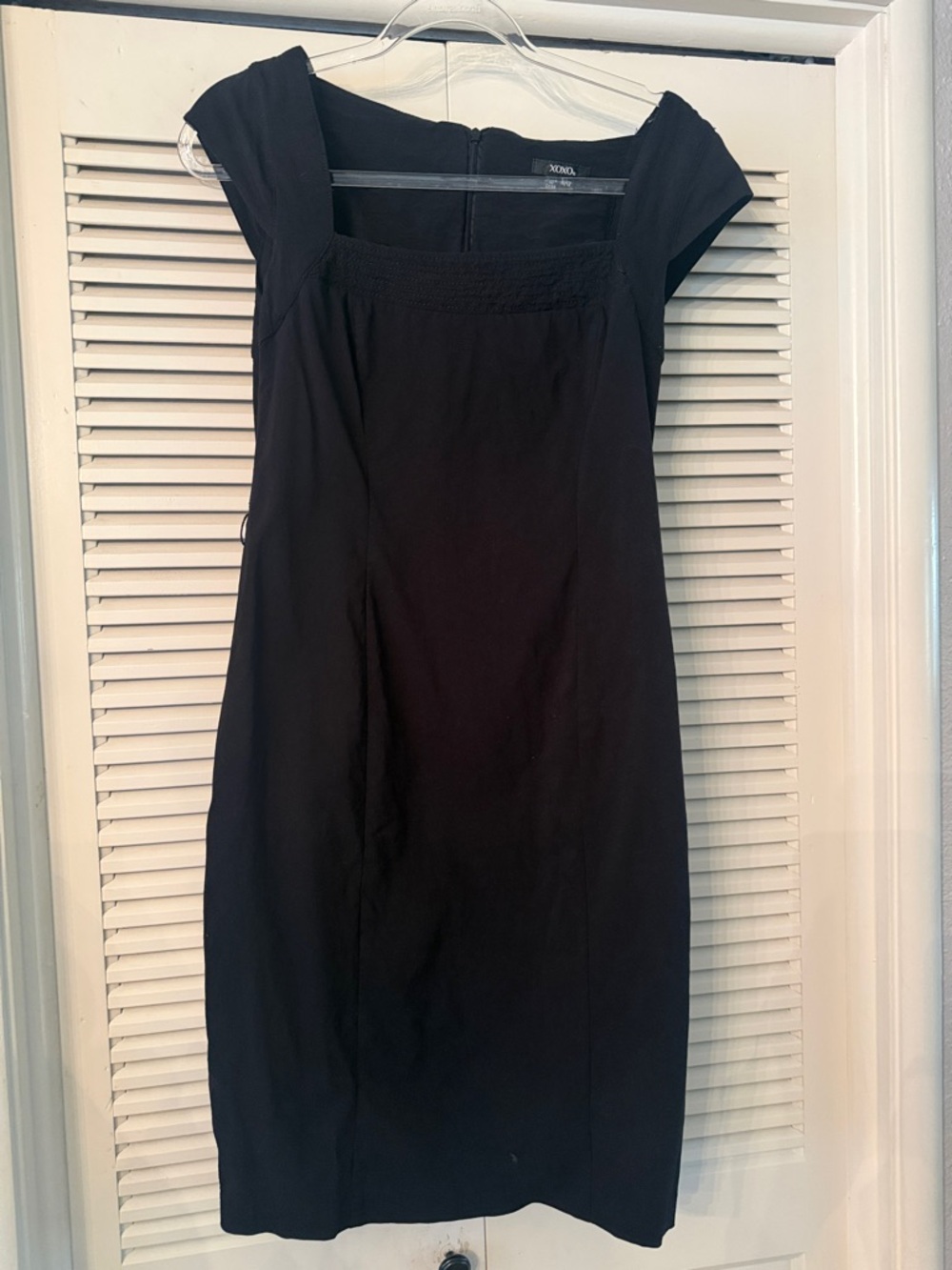 XOXO Black Square-Neck Midi Dress